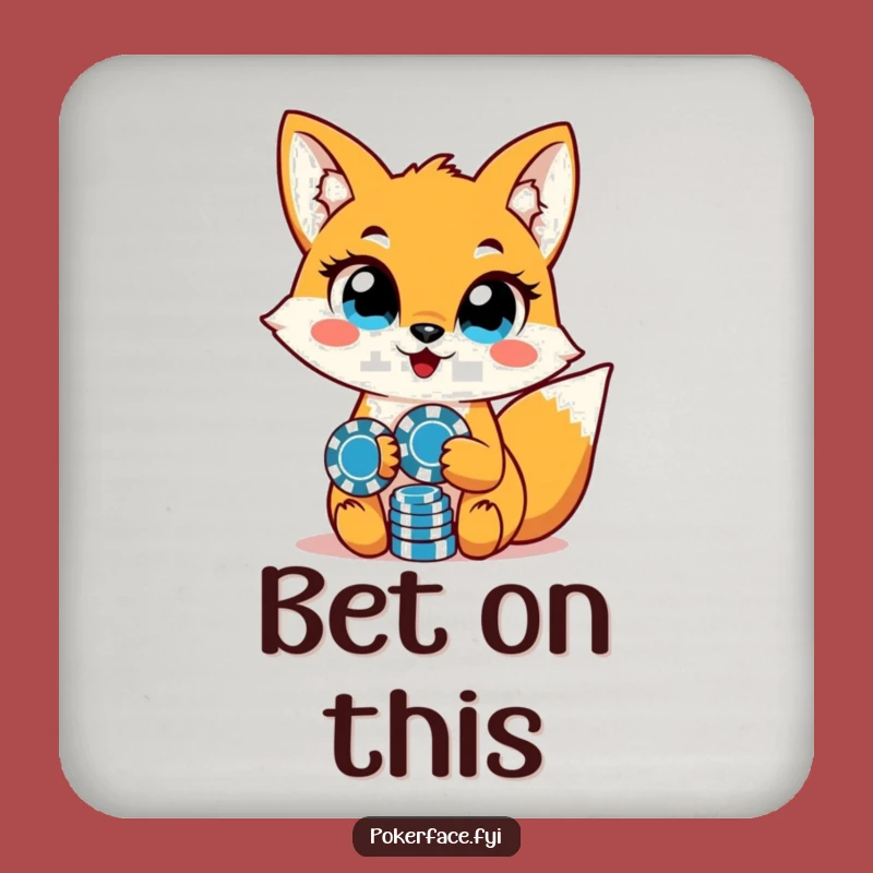 Funny Fox Poker Coaster: Unwavering Eyes & Chips - Protect Your Table Funny Gift!