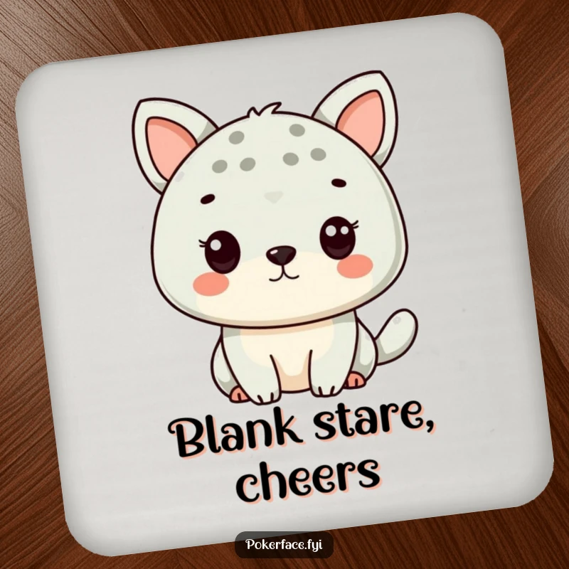 Funny Animal Expression Coasters depicting a character with a neutral face, offering humorous surface protection.