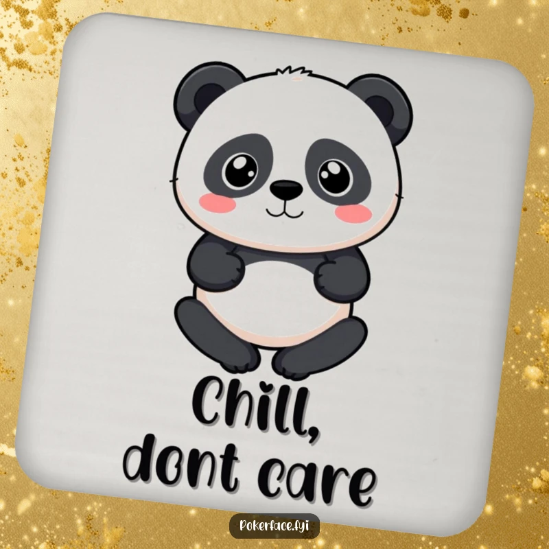 Funny Panda Coasters featuring a panda with a perfectly neutral expression, providing humorous calm surface protection, a perfect funny gift set.