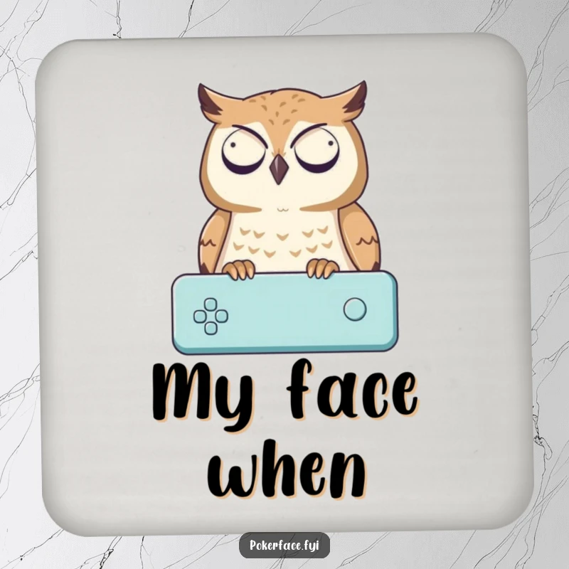 Funny Coaster: An owl with a blank expression watching a game, a cute and funny gift for coasters.