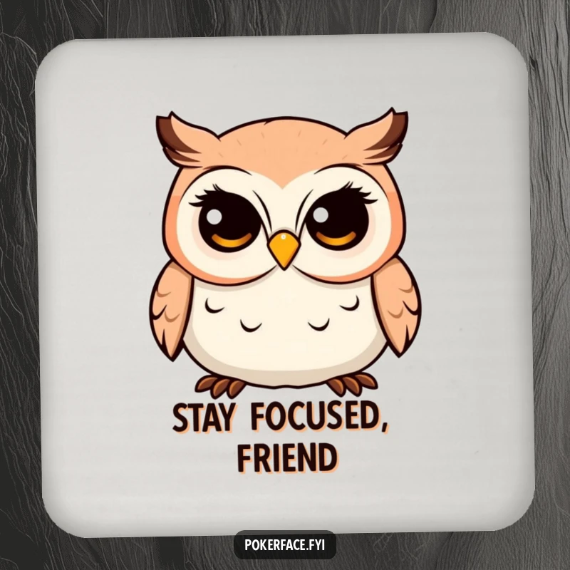 Funny Owl Drink Coasters featuring placid characters with fixed, unwavering gazes, offering humorous protection for tables and furniture.