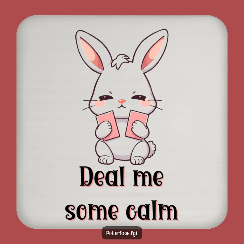 Funny Poker Face Rabbit Coaster: Protect Surfaces with an Emotionless Player