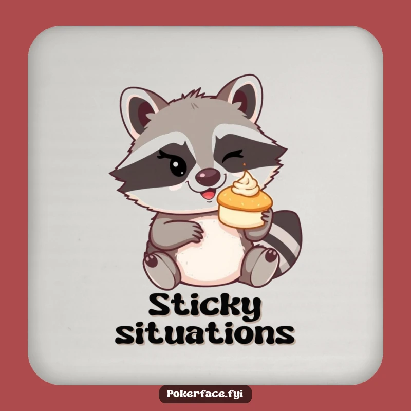 Funny Raccoon Pie Toss Drink Coaster: Protect Surfaces with Cheeky Style