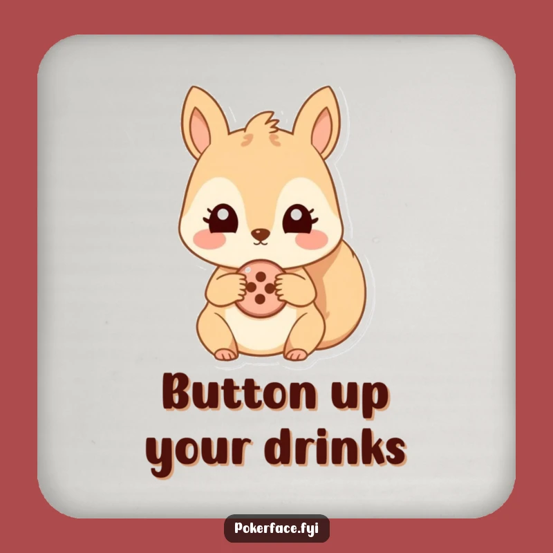 Funny Squirrel Button Coaster: Protect Surfaces with Humor, Quirky Home Gift
