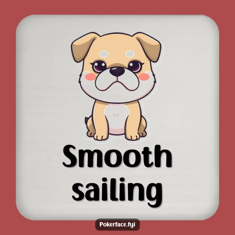 Funny Stoic Dog Coaster, Hilarious Neutral Face Canine Drink Accessory