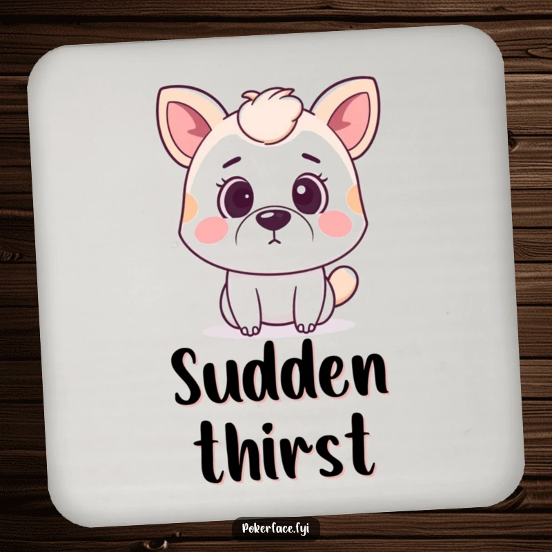 Funny surprised animal coaster displaying a pet’s wide eyes and straight mouth, capturing understated surprise.
