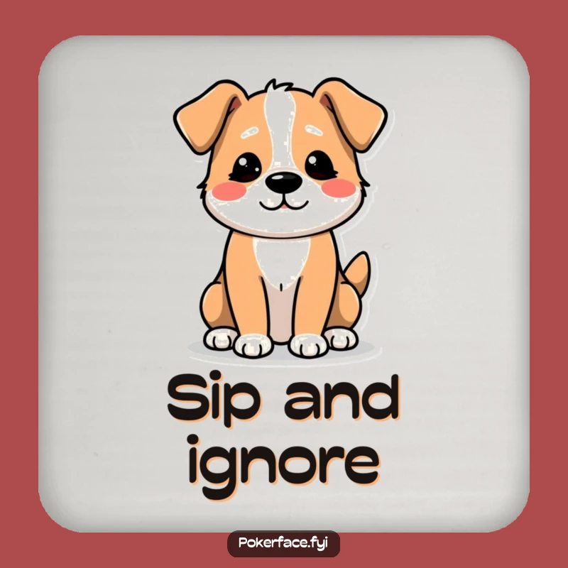 Funny Unexcited Dog Drink Coaster - Low Energy Wag, Protect Surfaces!