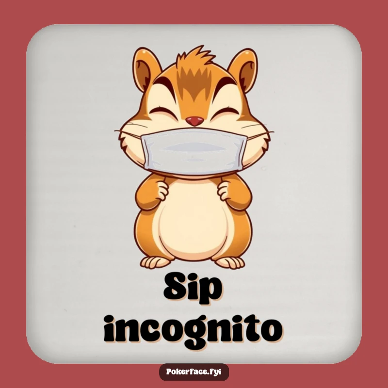 Funny Chipmunk Coaster: Masked Giggler, Protects Surfaces with Mystery Gift