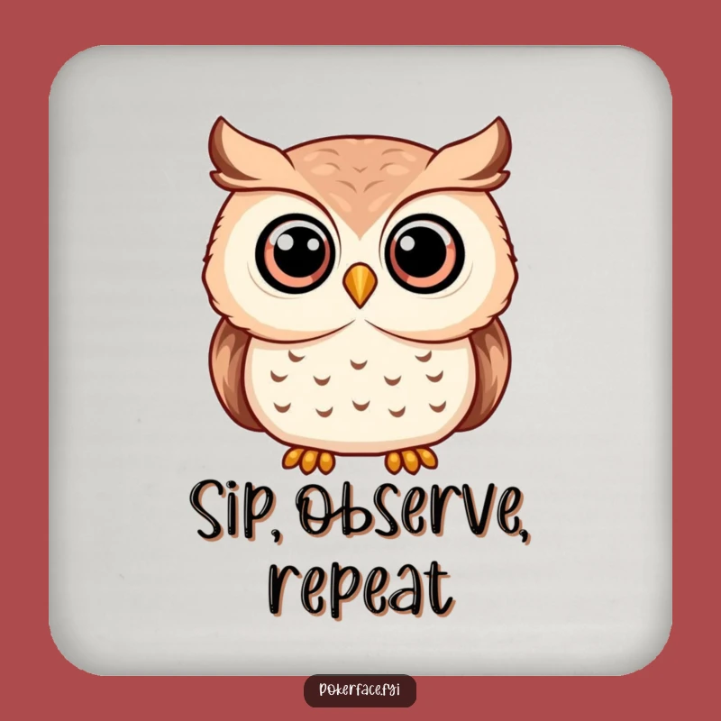 Funny Serene Owl Coasters - Protect Surfaces with Calm Wisdom