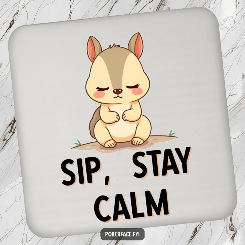 Funny Squirrel Coasters featuring an unnervingly calm squirrel, providing hilarious protection for drinks, ideal for adding quirky decor and as a gift.