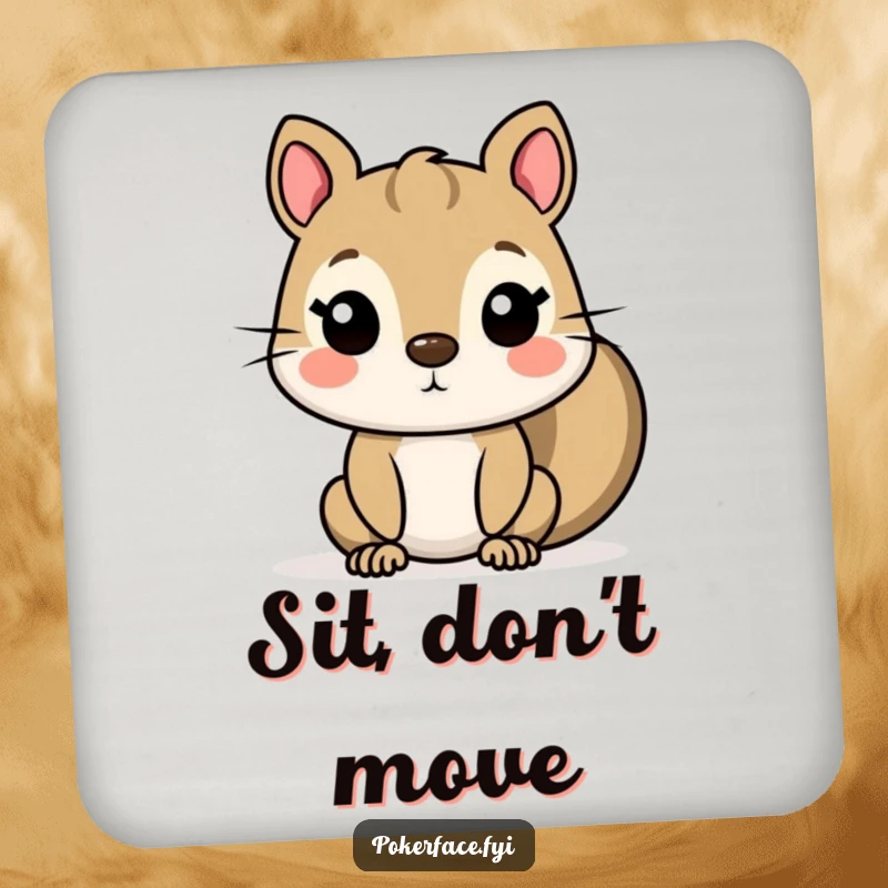 Funny Squirrel Drink Coasters featuring characters with completely flat, unexpressive faces, offering humorous protection for tables and furniture.