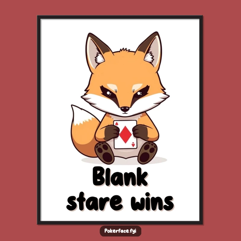 Funny Fox Poker Face Poster: Stoic Card Player Art - Wall Decor!