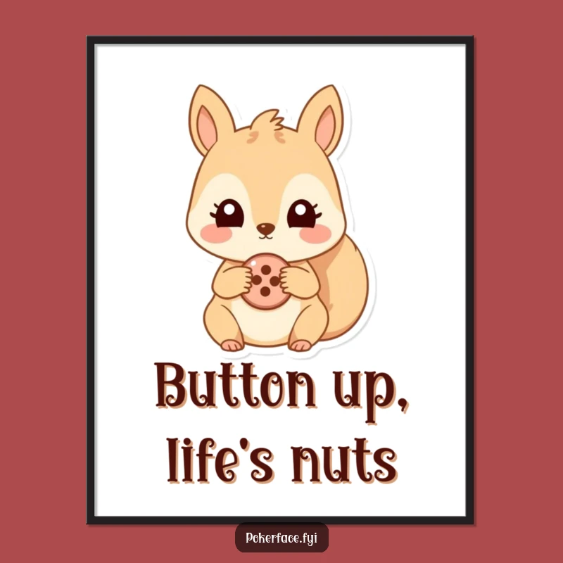 Funny Squirrel Button Poster: Quirky Wall Art, Hilarious Decor, Unique Gift Idea
