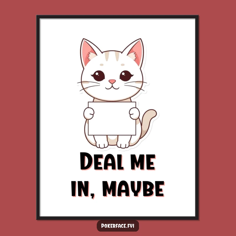 Funny Kawaii Cat Poster - Neutral Face Art for Mysterious Walls