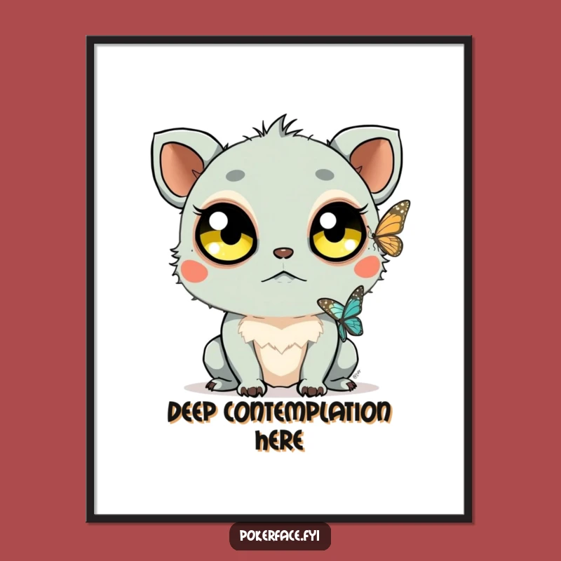 Funny Staring Creature Poster: Decorate with Calm Observation, Perfect Humorous Art Gift!