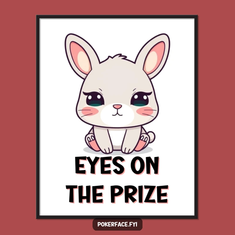 Funny Calm Rabbit Poster, Unblinking Eyes Bunny Wall Art, Unique Decor