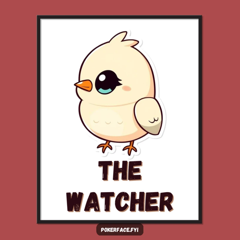 Funny Bird Poster: Unblinking Eye Art, Perfect Gift for Humor Decor!