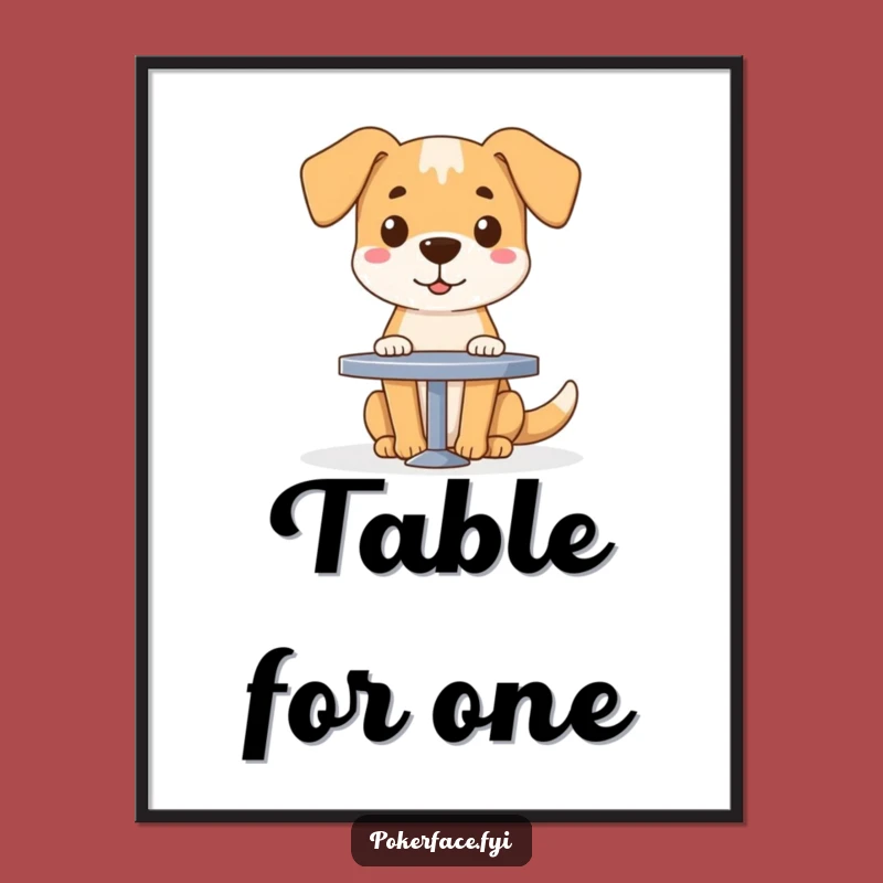 Funny Blank Dog Poster: Sitting at Table - Quirky Funny Gift Decor!