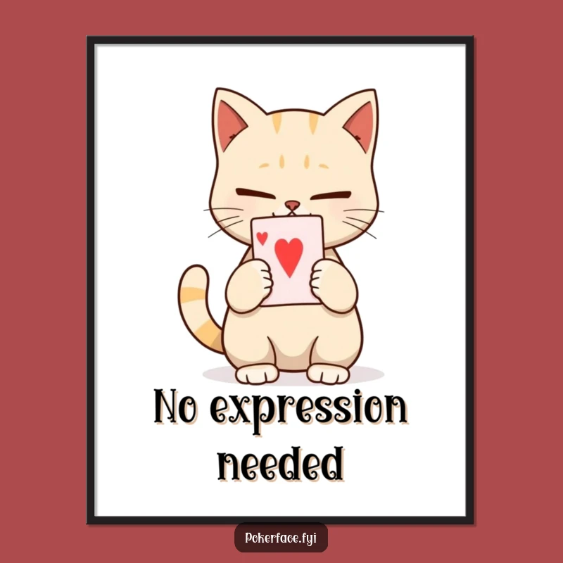 Funny Calm Cat Card Poster: Unexpressive Feline Art - Wall Decor!