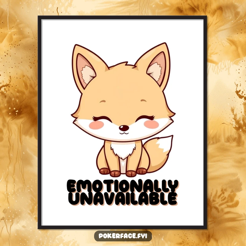 Funny Fox Poster showcasing a neutral character with a mild, unchanging face, perfect for minimalist and humorous wall art.
