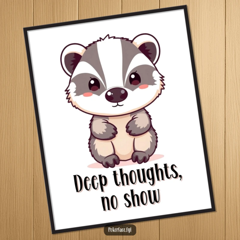 Funny neutral badger poster featuring a badger with a blank expression, adding minimalist humor.