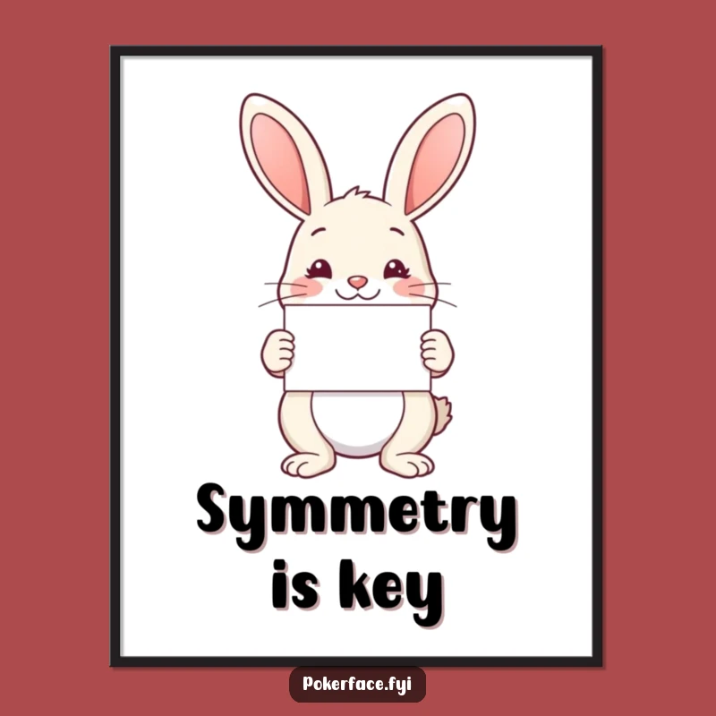Funny Rabbit Symmetry Poster: Serene Card Display, a Hilarious Art Piece for Order