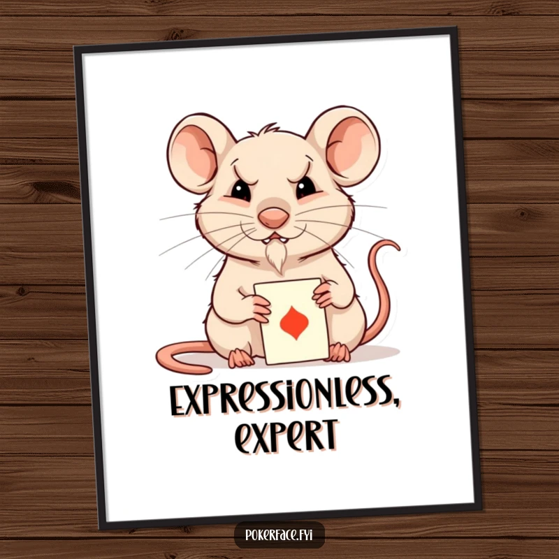 Funny Rat Poster: Composed rat playing cards with an unreadable expression, adding enigmatic humor to walls.