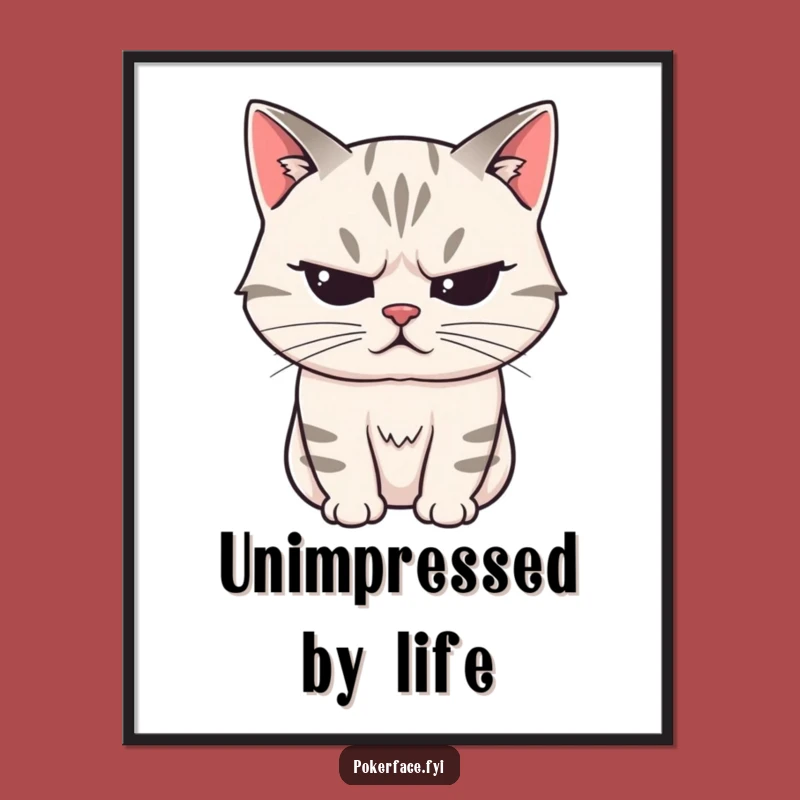 Funny Stoic Cat Poster: Mysterious Vibe, Unreadable Art, Humorous Decor