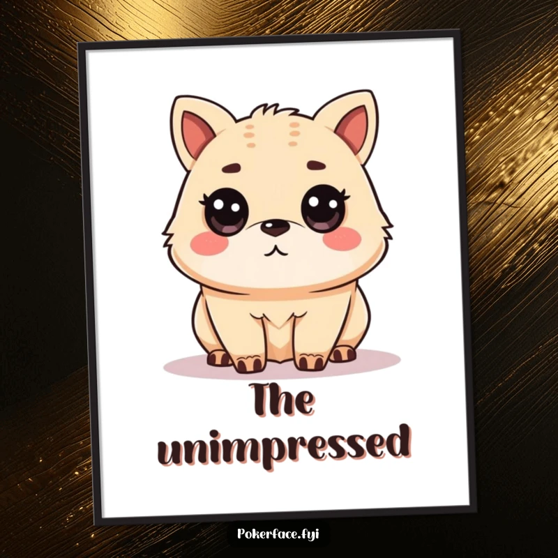 Funny Poster of an unamused animal character with a level gaze, adding a touch of wry humor and sophistication to any room, a funny gift.