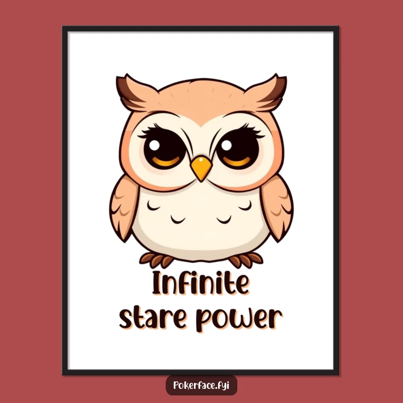 Funny Owl Poster: Fixed Gaze Character Art for a Calm and Quirky Display