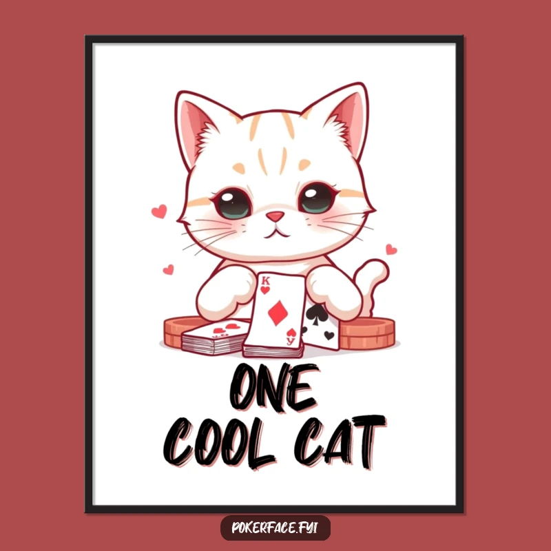 Funny Poker Cat Wall Art: Neutral Feline Playing Cards - Quirky Funny Gift Decor!