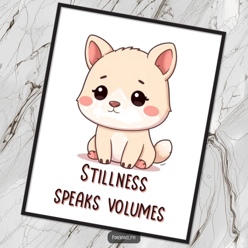 Funny calm animal poster featuring a pet with a wide, blank stare, creating a humorous yet peaceful visual.