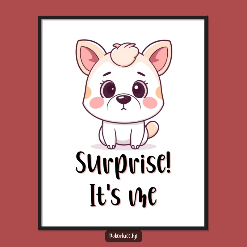 Funny Surprised Animal Poster: Neutral Mouth Art, Captivating Shock Decor Gift