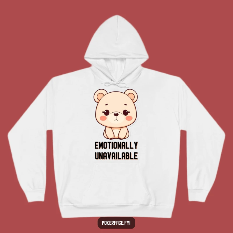 Funny Monotone Bear Hoodie - Cozy & Emotionless Character, Perfect Funny Gift for Chill Vibes