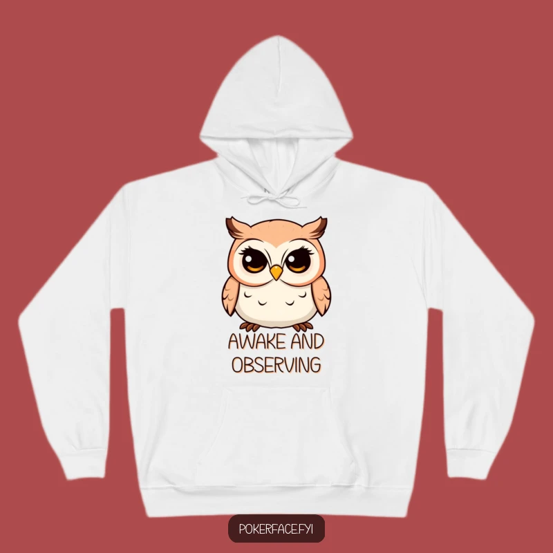 Funny Owl Hoodie: Cozy, Placid Gaze Character Sweatshirt for Comedic Warmth