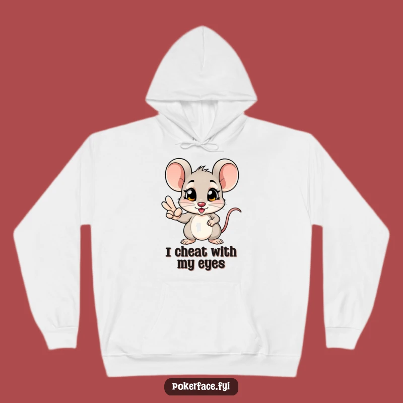 Funny Mouse Poker Hoodie: Unblinking Eyes, Winning Hand - Cozy & Hilarious Gift