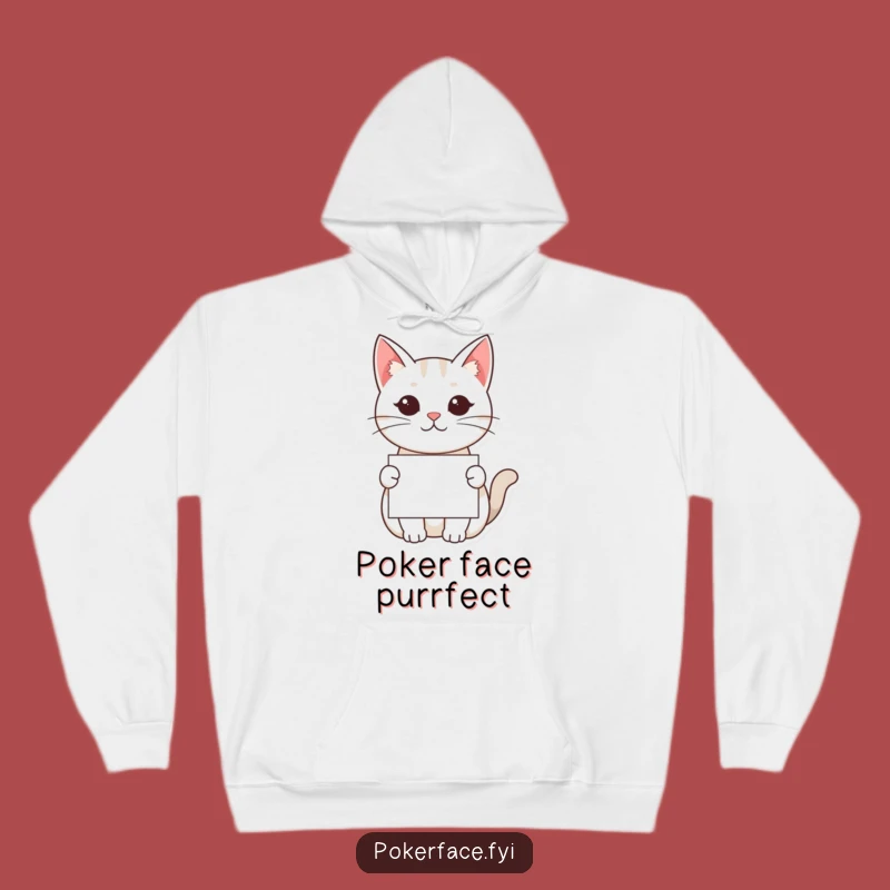 Funny Kawaii Cat Hoodie - Cozy Neutral Face Card Giver