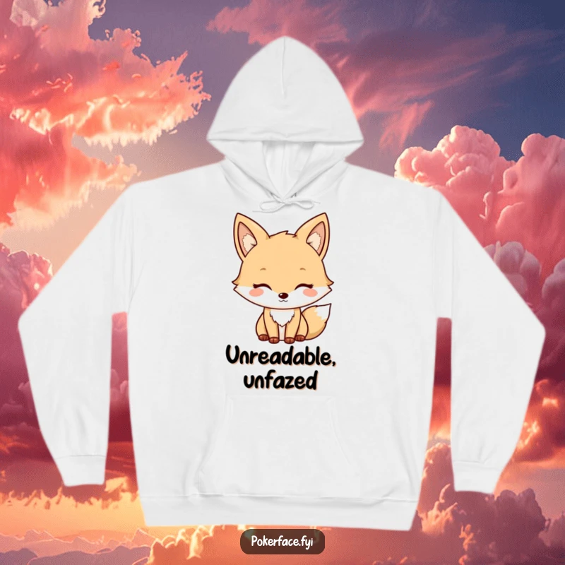 Funny Fox Hoodie with a neutral character sporting a mild, unchanging expression, perfect for cozy, humorous relaxation.