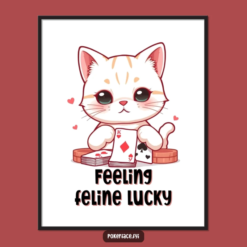 Funny Free Printable Wall Art: Poker Face Cat Dealing Cool Vibes Downloadable Decor