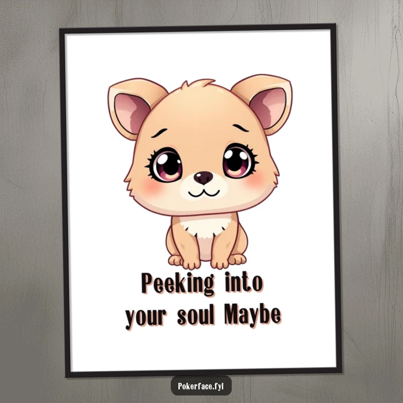 Funny Free Printable Wall Art of a curious animal character with uniquely unreadable eyes, creating an aura of mystery and amusement.