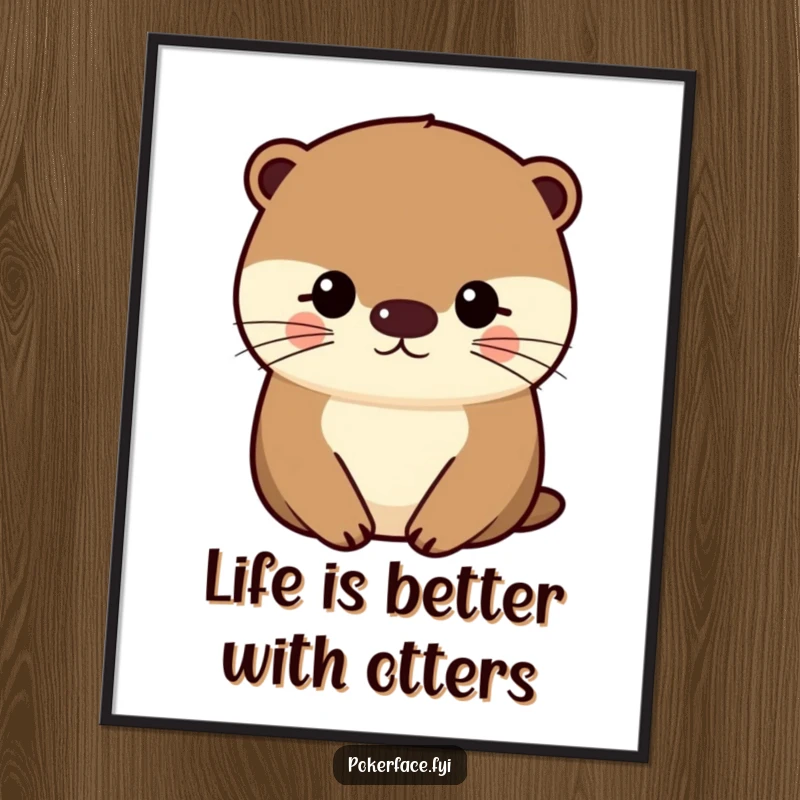 Funny free printable wall art of an impassive otter with a uniformly even face, bringing a sense of calm, blank humor to decor.