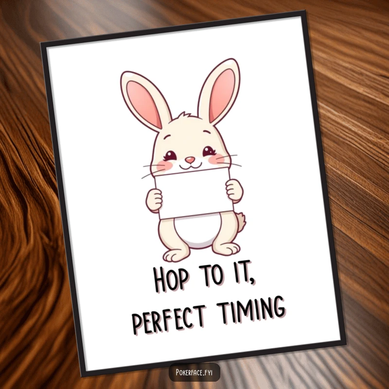 Free Printable Wall Art featuring a serene rabbit presenting a perfectly symmetrical card, bringing balanced beauty to decor.
