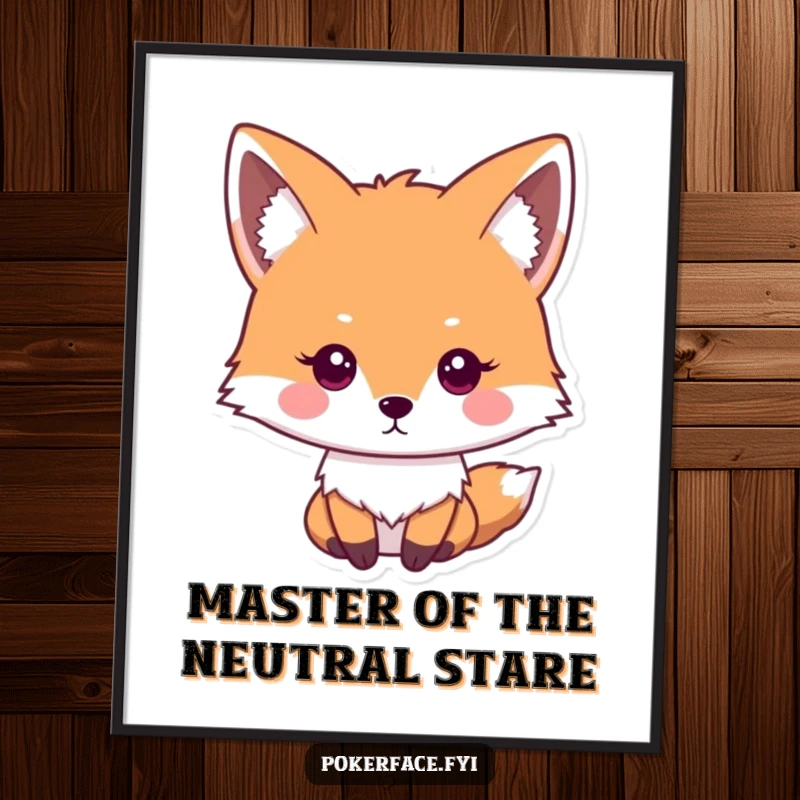 Funny Free Printable Wall Art: An impassive fox with a neutral gaze stares forward, offering quiet, humorous contemplation.