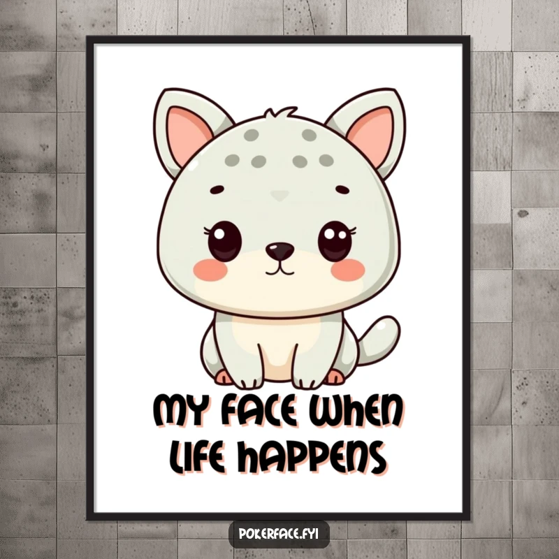 Funny Free Printable Wall Art: A cute animal character with a perfectly neutral, unreadable expression, creating ironic visual humor.