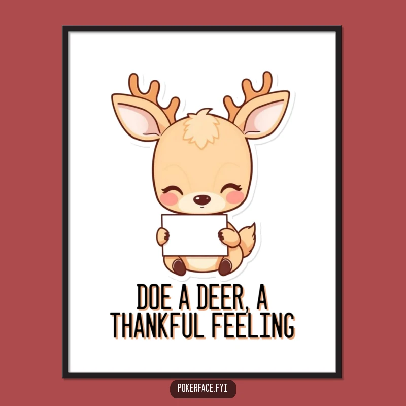 Funny Free Printable Wall Art: Placid Deer Holding Card for Serene Decor
