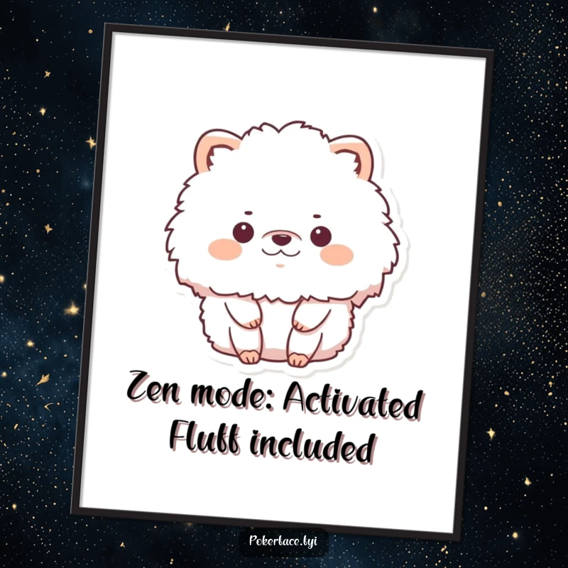 Funny Free Printable Wall Art featuring a fluffy animal character that remains completely still and emotionless, adding a unique calm humor to your walls.