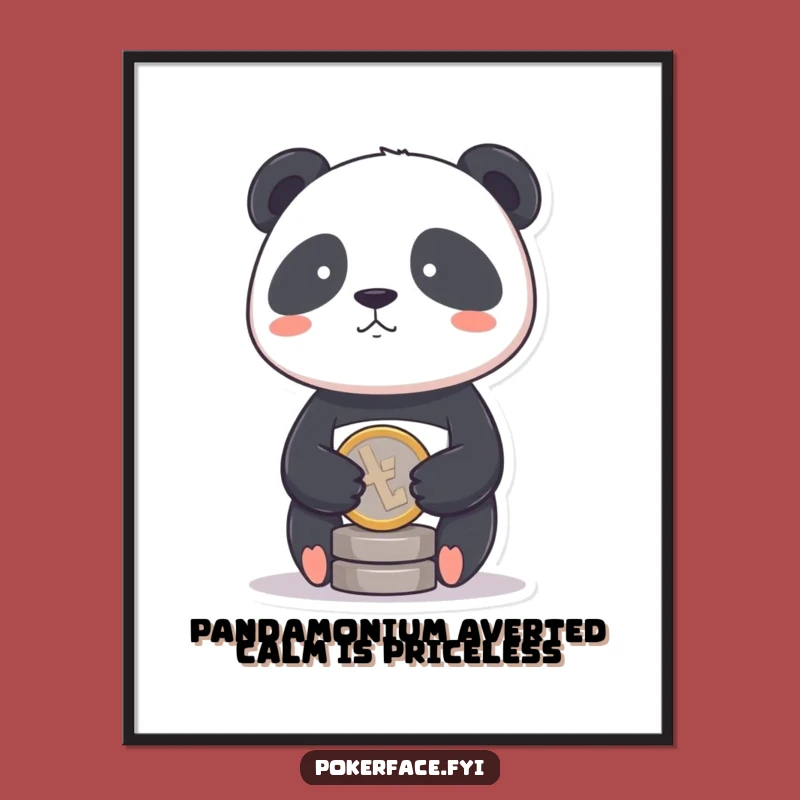 Funny Free Printable Wall Art: Balanced Panda Coin Downloadable Decor!