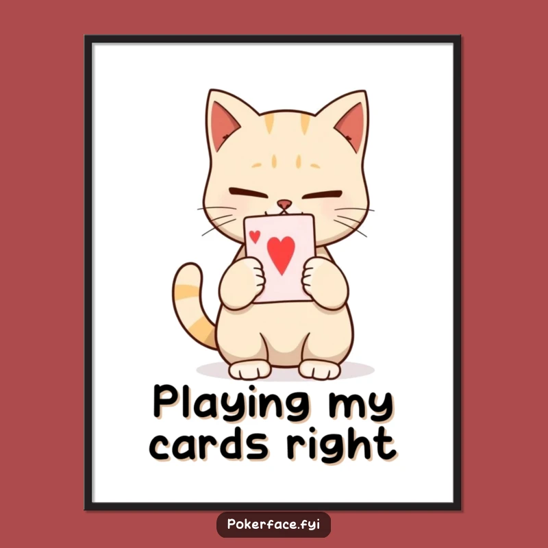 Free Printable Wall Art: Calm Cat Card Player Funny Downloadable Decor for a Serene Vibe