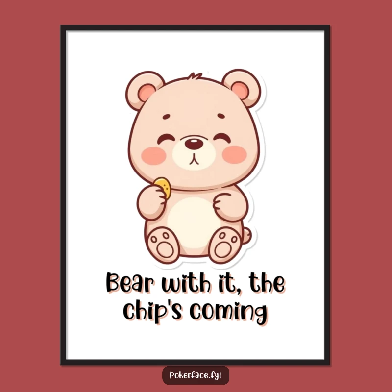Quirky Free Printable Wall Art: Neutral Bear with Chip, Minimalist Downloadable Decor for a Fun Vibe