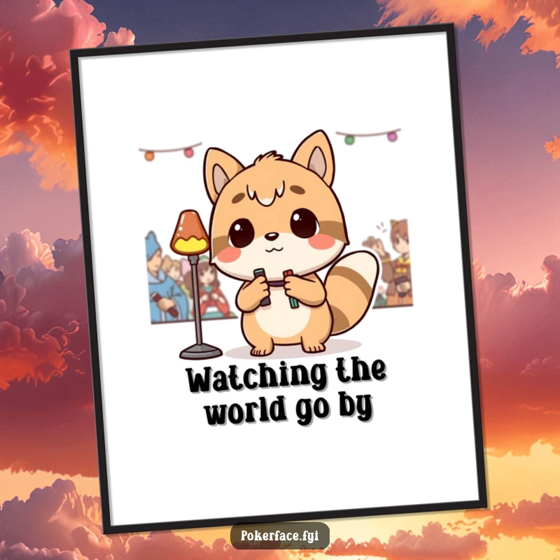 Funny Free Printable Wall Art of a detached animal character observing an event with a humorous, slightly removed and cool demeanor.